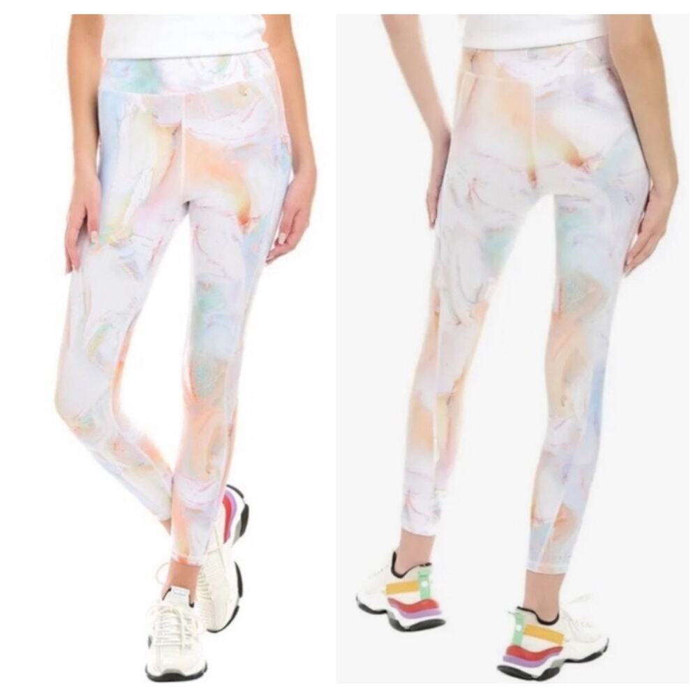 NWT Calme by Johnny Was Multi Marble High Waist Endurance Leggings L